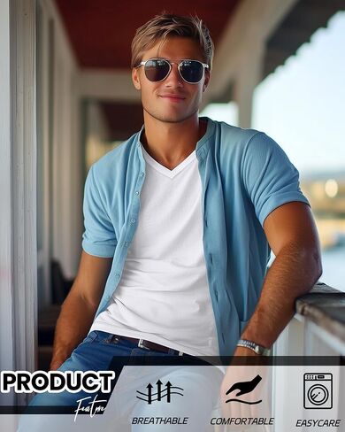 5 Pack Men's Big and Tall Shirts Casual V Neck Short Sleeve Tees Summer Cotton Basic T Shirts Multipack in Saudi Arabia