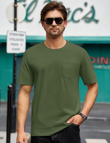 Cotrasen Mens Thirts Cotton Cotton Sleeve Pocket Tee Shirt طاقم عارض in Saudi Arabia