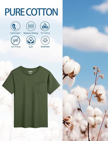 Cotrasen Mens Thirts Cotton Cotton Sleeve Pocket Tee Shirt طاقم عارض in Saudi Arabia