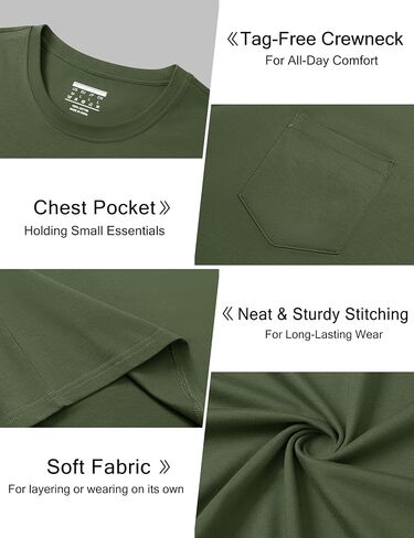 Cotrasen Mens Thirts Cotton Cotton Sleeve Pocket Tee Shirt طاقم عارض in Saudi Arabia