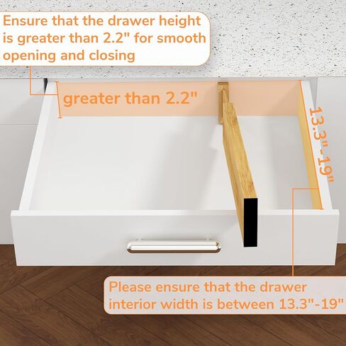 BAMEOS 4" High Drawer Dividers Bamboo Separators Organization Expandable Organizers for Kitchen Bedroom Bathroom Dresser Office 4-pack in Kuwait