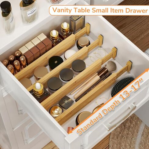 BAMEOS 4" High Drawer Dividers Bamboo Separators Organization Expandable Organizers for Kitchen Bedroom Bathroom Dresser Office 4-pack in Kuwait