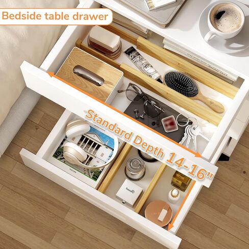 BAMEOS 4" High Drawer Dividers Bamboo Separators Organization Expandable Organizers for Kitchen Bedroom Bathroom Dresser Office 4-pack in Kuwait