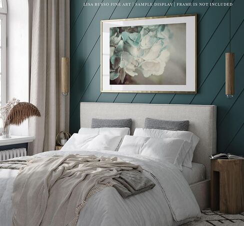 Shabby Chic Aqua Blue Flower 8x10" Unframed Art Print with 11x14" White Mat - French Country Style Floral Wall Decor for Bedroom, Bathroom or Office - Gift for Her in Saudi Arabia
