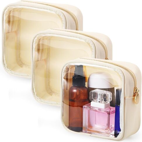 Meanplan 3 قطع حقيبة مستحضرات تجميل شفافة صغيرة مقاومة للماء حقيبة مكياج للنساء حقيبة مستحضرات تجميل صغيرة محمولة للمحفظة بسحاب وحقائب لطيفة ومكياج وأدوات الزينة ومحفظة سفر in Kuwait