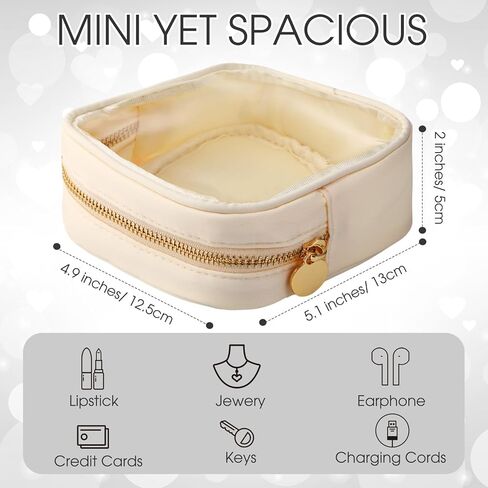 Meanplan 3 قطع حقيبة مستحضرات تجميل شفافة صغيرة مقاومة للماء حقيبة مكياج للنساء حقيبة مستحضرات تجميل صغيرة محمولة للمحفظة بسحاب وحقائب لطيفة ومكياج وأدوات الزينة ومحفظة سفر in Kuwait