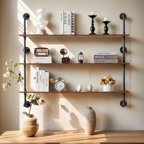 Rustic Wall Bathroom Shelves Industrial Pipe Shelf for Bathroom,3-Tiers Bathroom Shelves Over Toilet Towel Shelf for Bathroom in Saudi Arabia