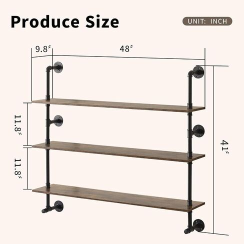 Rustic Wall Bathroom Shelves Industrial Pipe Shelf for Bathroom,3-Tiers Bathroom Shelves Over Toilet Towel Shelf for Bathroom in Saudi Arabia