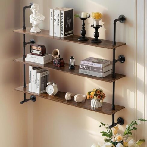 Rustic Wall Bathroom Shelves Industrial Pipe Shelf for Bathroom,3-Tiers Bathroom Shelves Over Toilet Towel Shelf for Bathroom in Saudi Arabia