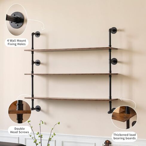 Rustic Wall Bathroom Shelves Industrial Pipe Shelf for Bathroom,3-Tiers Bathroom Shelves Over Toilet Towel Shelf for Bathroom in Saudi Arabia