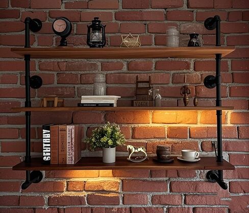 Rustic Wall Bathroom Shelves Industrial Pipe Shelf for Bathroom,3-Tiers Bathroom Shelves Over Toilet Towel Shelf for Bathroom in Saudi Arabia