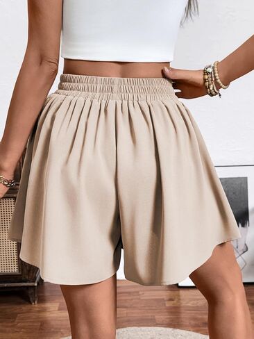 شورتات شورت عريضة للنساء في Seaform Women Shorts مرنة عالية الخصر شورت الصيف خفيفة الوزن الشيفون للنساء مع جيوب in Kuwait