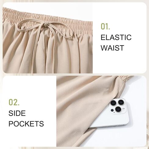 شورتات شورت عريضة للنساء في Seaform Women Shorts مرنة عالية الخصر شورت الصيف خفيفة الوزن الشيفون للنساء مع جيوب in Kuwait