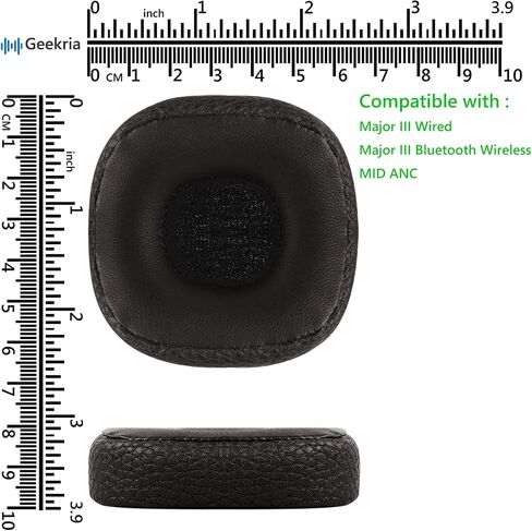 وسائد أذن بديلة من Geekria QuickFit لسماعات Marshall Major III السلكية، وMajor III Bluetooth اللاسلكية، وسائد الأذن لسماعات الرأس MID ANC، وسادات أذن لسماعات الرأس، وقطع إصلاح غطاء أكواب الأذن (أسود) in Saudi Arabia