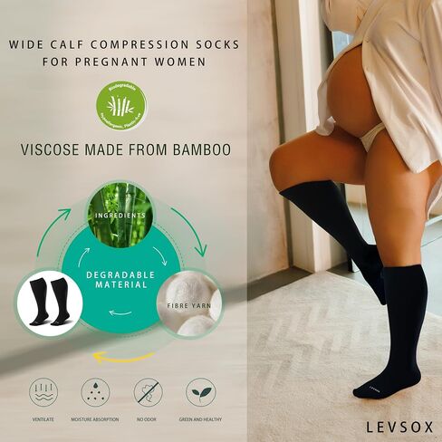 LEVSOX Wide Calf Compression Socks for Women&Men Plus Size 15-20mmHg Knee High Large Support Stockings for Circulation in Saudi Arabia
