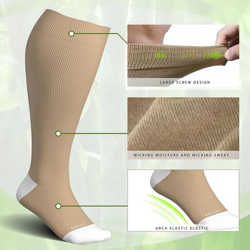 LEVSOX Wide Calf Compression Socks for Women&Men Plus Size 15-20mmHg Knee High Large Support Stockings for Circulation in Saudi Arabia