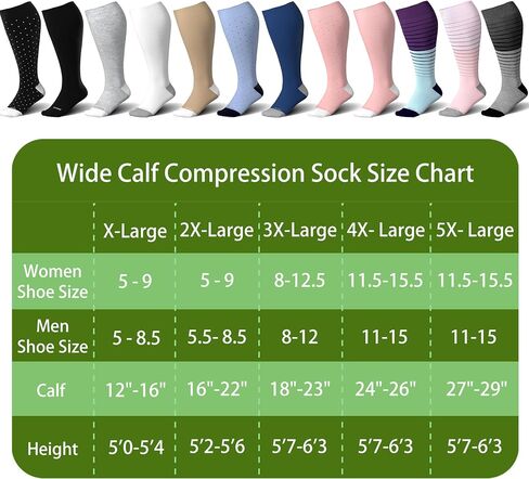LEVSOX Wide Calf Compression Socks for Women&Men Plus Size 15-20mmHg Knee High Large Support Stockings for Circulation in Saudi Arabia