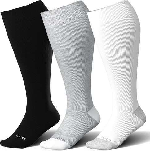LEVSOX Wide Calf Compression Socks for Women&Men Plus Size 15-20mmHg Knee High Large Support Stockings for Circulation in Saudi Arabia
