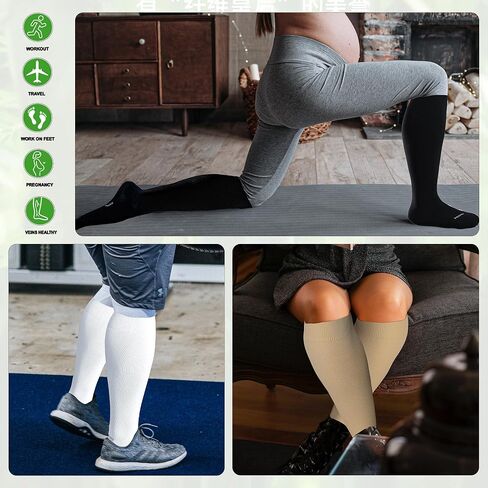 LEVSOX Wide Calf Compression Socks for Women&Men Plus Size 15-20mmHg Knee High Large Support Stockings for Circulation in Saudi Arabia