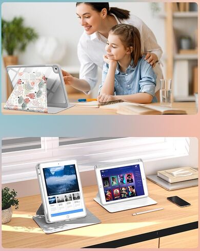 for Apple iPad Mini 4/5 Case, for iPad Mini 4th/5th Generation Cases Kids Girls Cute Folio Cover with Pencil Holder Women Girly Teens Unique Checkered Rotating Stand for iPad Mini 7.9 Inch in Saudi Arabia