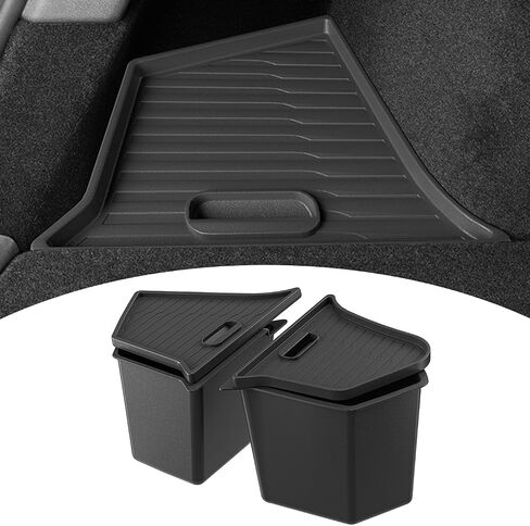 New 2025 2026 Model Y Juniper Rear Trunk Storage Bins with Lids 2PCS Refresh Model Y Rear Trunk Storage Box TPE Waterproof Trunk Organizer for Model Y Juniper Interior Accessories in Kuwait