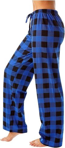 Pajama Pants Women Casual Loose Comfy Wide Leg Plaid Pants Sleep Bell Bottom Lounge Cute Pajama Sleepwear in Saudi Arabia
