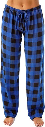 Pajama Pants Women Casual Loose Comfy Wide Leg Plaid Pants Sleep Bell Bottom Lounge Cute Pajama Sleepwear in Saudi Arabia