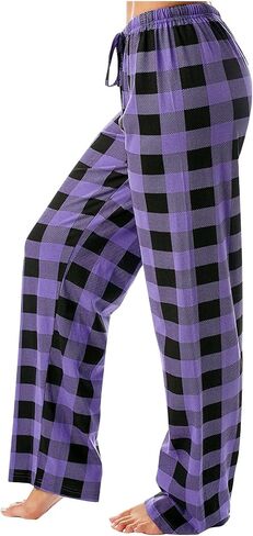 Pajama Pants Women Casual Loose Comfy Wide Leg Plaid Pants Sleep Bell Bottom Lounge Cute Pajama Sleepwear in Saudi Arabia