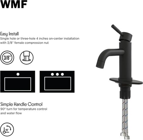 WMF Single Handle Bathroom Faucet, Brushed Nickel Bath Faucet, with Pop Up Drain & Deck Plate, Single Hole 4" Centerset Faucet for Vanity, Countertop, Washbasin, Farmhouse, Lavatory Bathroom Sink in Saudi Arabia