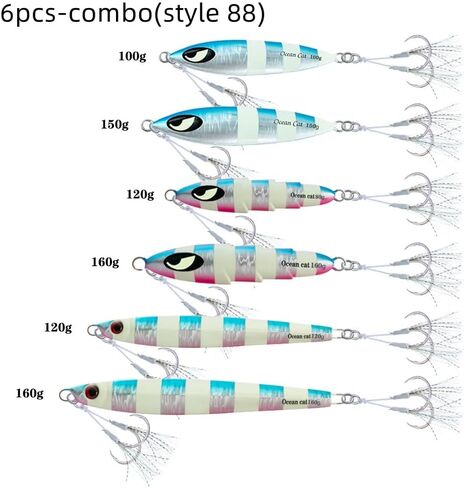 OCEAN CAT 1 PC Lead Metal Flat Slow Fall Pitch Fishing Jigs Lures Sinking Vertical Jigging Painted Spoons Bait with Butterfly Hook for Saltwater Fishing in Kuwait
