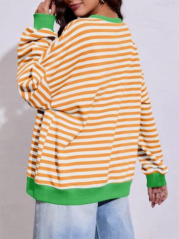 فيسويو نساء من النوع الثقيل ذو الحجم الكبير من النوع الثقيل بلون بلوك طاقم طاقم طويل الأكمام قميص فضفاضة فضفاضة سحب غير رسمية من ملابس y2k in Kuwait