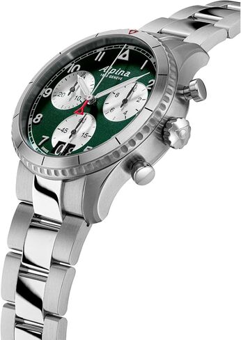 Alpina Men's Startimer Chronograph Big Date Swiss Quartz Stainless Steel Watchm Black Dial Model: AL-372BW4S26B in Saudi Arabia