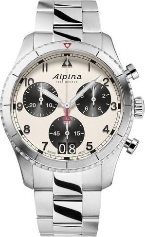 Alpina Men's Startimer Chronograph Big Date Swiss Quartz Stainless Steel Watchm Black Dial Model: AL-372BW4S26B in Saudi Arabia