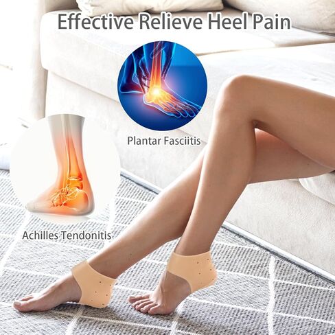 2 Pairs Silicone Heel Cups Blister Prevention Heel Sleeves Gel Guard for Women and Men Heel Pain Relief (Flesh Colored, One Size) in Kuwait