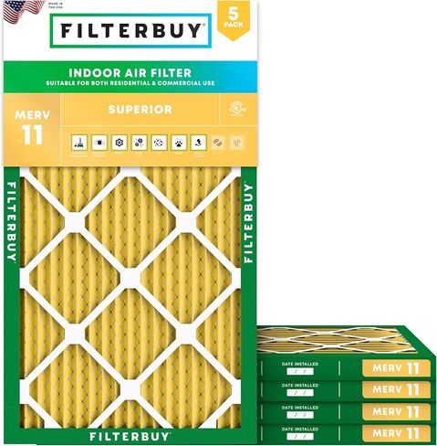 Filterbuy 24x30x1 Air Filter MERV 11 Allergen Defense (5-Pack), Pleated HVAC AC Furnace Air Filters Replacement (Actual Size: 23.88 x 29.88 x 0.75 Inches) in Saudi Arabia