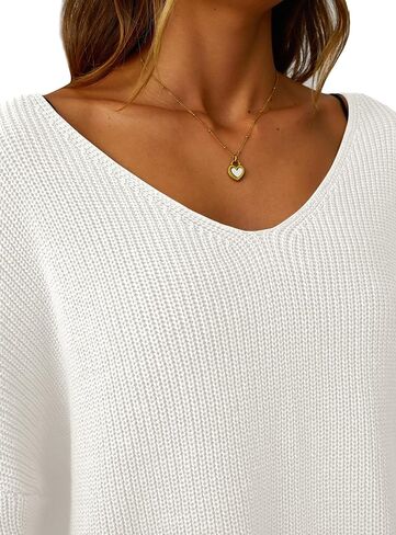 Women's V Neck Oversized Sweaters Off The Shoulder Long Sleeve Pullover Sweater Loose Fit Fall Outfits 2025 Trendy in Saudi Arabia