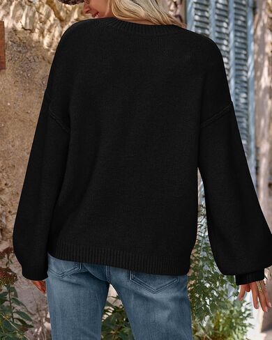 BTFBM Casual Long Sleeve Sweaters for Women Loose V Neck Ribbed Knit Pullover Tops Womens Fall Fashion 2025 in Kuwait