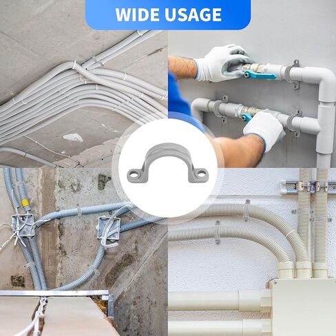100 Pcs PVC Pipe Straps 3/4 Inch, Plastic Conduit Clamp Pipe, 2 Holes Heavy Duty U Clamps for 3/4 PVC Pipe Conduit Cables Hose in Kuwait