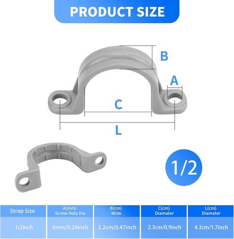 100 Pcs PVC Pipe Straps 3/4 Inch, Plastic Conduit Clamp Pipe, 2 Holes Heavy Duty U Clamps for 3/4 PVC Pipe Conduit Cables Hose in Kuwait
