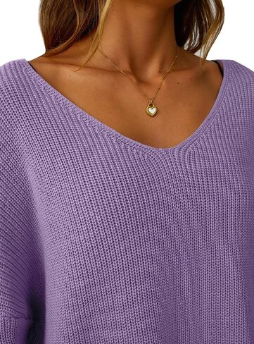 Women's V Neck Oversized Sweaters Off The Shoulder Long Sleeve Pullover Sweater Loose Fit Fall Outfits 2025 Trendy in Saudi Arabia