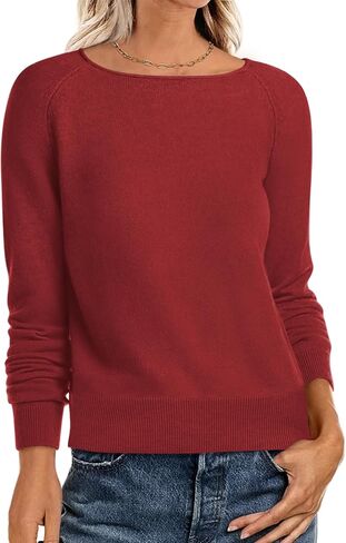 anrabess womens long sleeve boat neck عرضية ناعمة خفيفة الوزن سترة سحرة أساسية أعلى 2025 قميص الخريف ملابس السفر in Kuwait