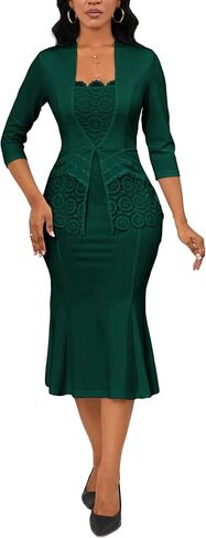 Elegant Church Dress for Women Midi Dresses Work Wear Vintage Pencil Dress for Business Casual Outfits in Kuwait