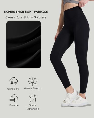 Women High Waist Yoga Leggings with Tummy Control Seamless Moisture Wicking 4-Way Stretch Workout Pants for Running Gym in Saudi Arabia