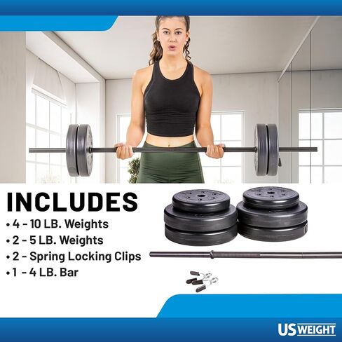 US Weight Barbell Set for home gym workout - Made in USA, Essential Home Gym Equipment for Strength Training in Saudi Arabia