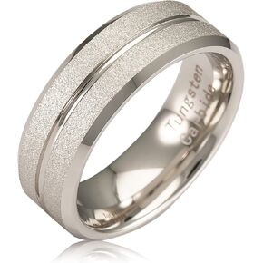 100S JEWELRY White Gold SandBlasted Finish Center Groove Tungsten Rings For Men Women Wedding Promise Engagement Band Sizes 6-16 in Kuwait
