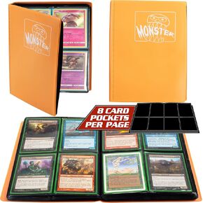 Monster 4 Pocket Trading Card Album- 20 Side Loading, Theft Deterrent, Padded Pages for Extra Protection- Deluxe Binder Holds 160 Yugioh, MTG, Magic The Gathering, Pokémon & Sport Cards- Matte Orange in Kuwait
