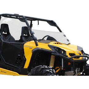 SuperATV Heavy Duty Clear Scratch Resistant Half Windshield for 2011-2020 Can Am Commander 800/1000 | 1/4" Thick Polycarbonate Construction 250x Stronger Than Glass | XR Optic Hard Coat | USA Made in Saudi Arabia