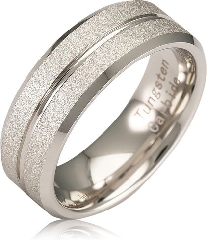100S JEWELRY White Gold SandBlasted Finish Center Groove Tungsten Rings For Men Women Wedding Promise Engagement Band Sizes 6-16 in Saudi Arabia