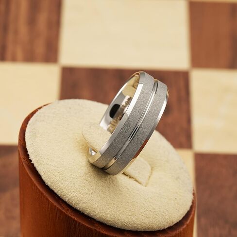 100S JEWELRY White Gold SandBlasted Finish Center Groove Tungsten Rings For Men Women Wedding Promise Engagement Band Sizes 6-16 in Saudi Arabia