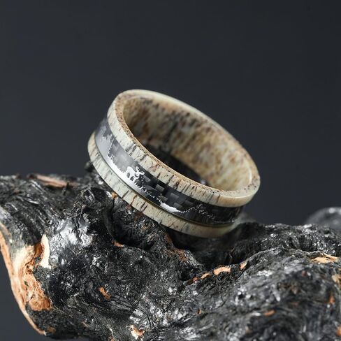King Will 8mm Wooden Wedding Band Celtic Deer Mens Rings Engagement Ring Anniversary Couple Bands Set Comfort Fit Size 6-14 in Saudi Arabia